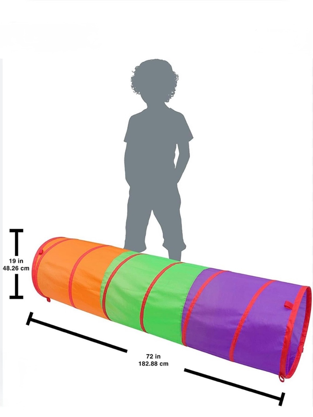 6 Ft Kids Play Tunnel - Multicolor Foldable Activity Tunnel